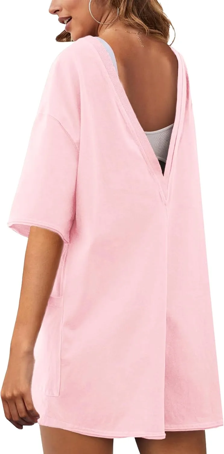 Women's Reversible Hot Shot Tee Rompers Casual Oversized Athletic Workout Jumpsuit Overalls