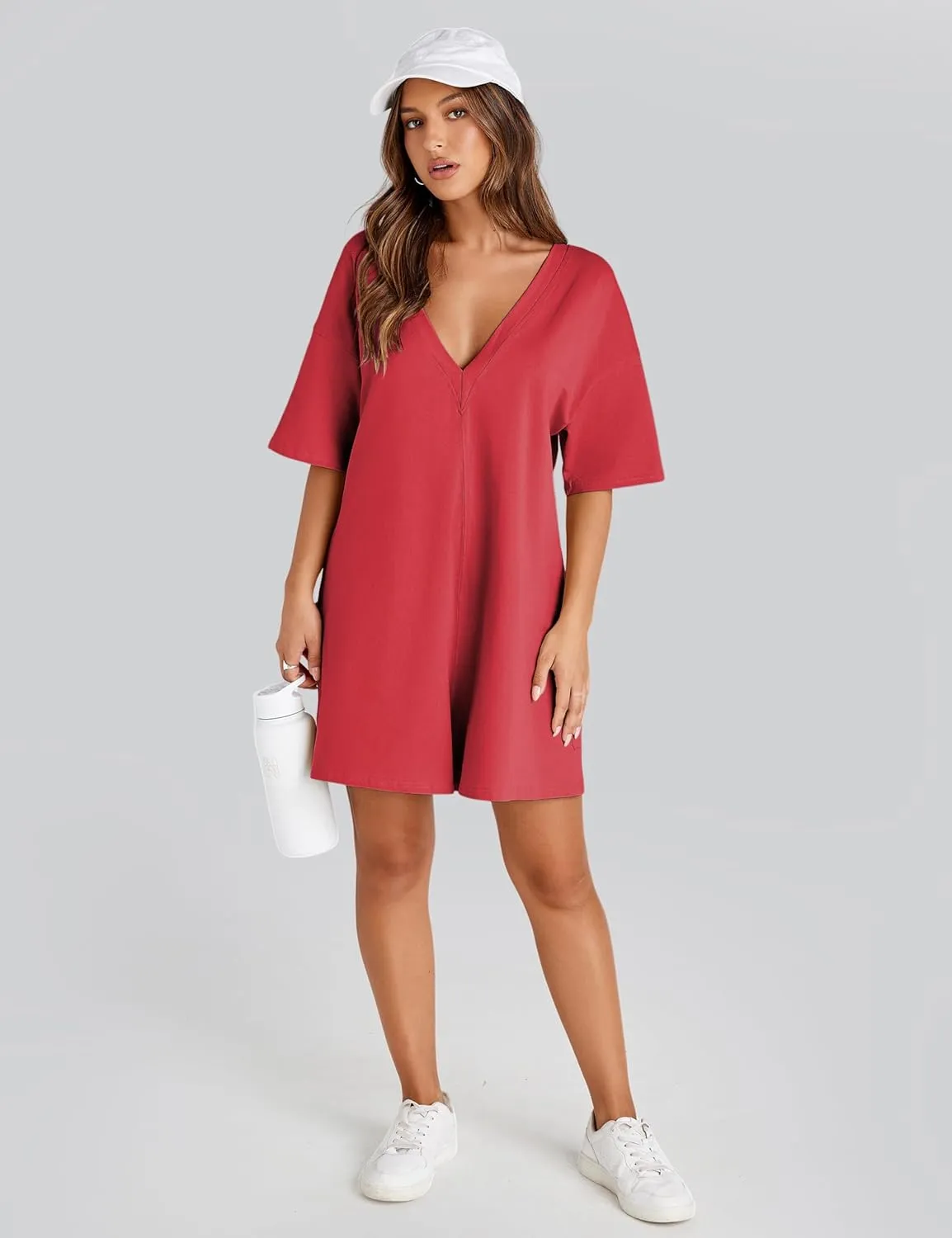 Women's Reversible Hot Shot Tee Rompers Casual Oversized Athletic Workout Jumpsuit Overalls