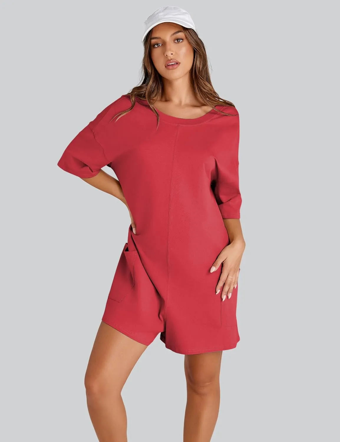 Women's Reversible Hot Shot Tee Rompers Casual Oversized Athletic Workout Jumpsuit Overalls