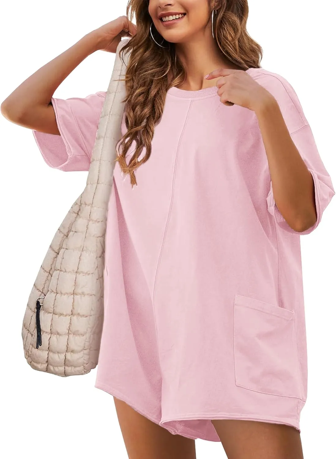 Women's Reversible Hot Shot Tee Rompers Casual Oversized Athletic Workout Jumpsuit Overalls