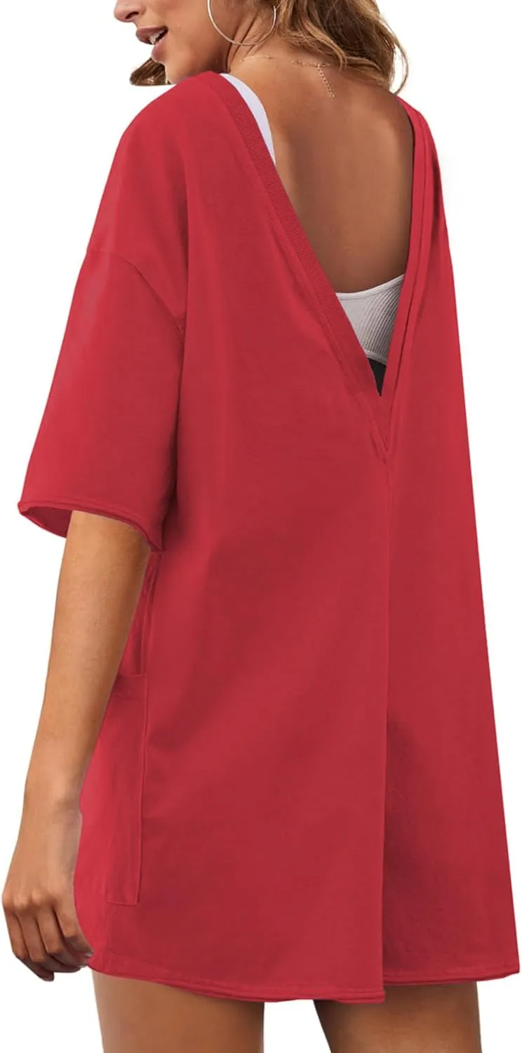 Women's Reversible Hot Shot Tee Rompers Casual Oversized Athletic Workout Jumpsuit Overalls