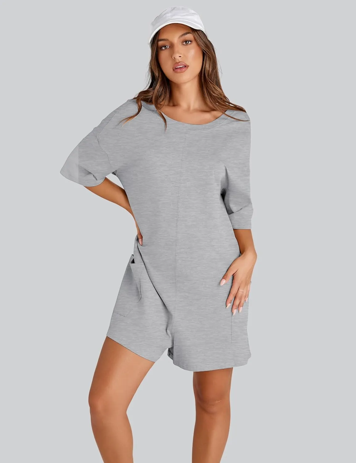 Women's Reversible Hot Shot Tee Rompers Casual Oversized Athletic Workout Jumpsuit Overalls