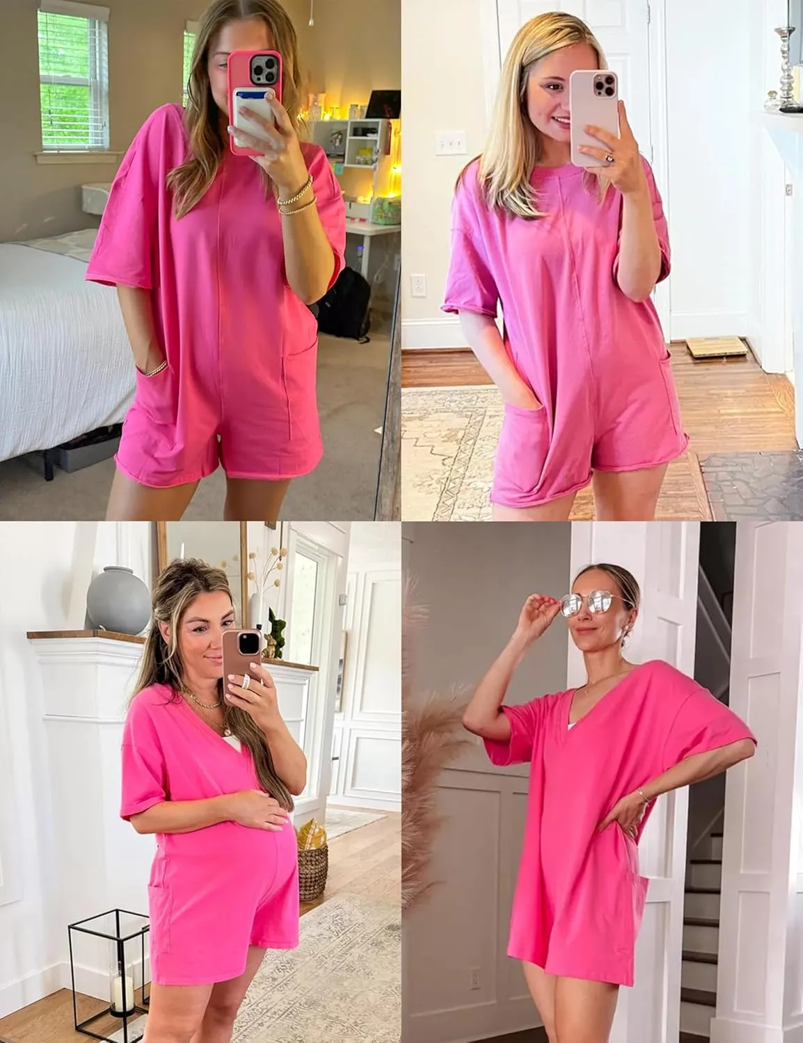 Women's Reversible Hot Shot Tee Rompers Casual Oversized Athletic Workout Jumpsuit Overalls