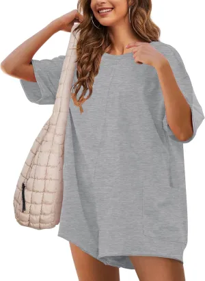 Women's Reversible Hot Shot Tee Rompers Casual Oversized Athletic Workout Jumpsuit Overalls
