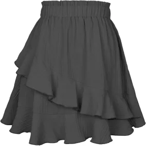 Womens Ruffle Mini Skirt Layered Cute High Waisted Mini Skirts A Line Flared Pleated Casual Swing A-Line Short Skirt