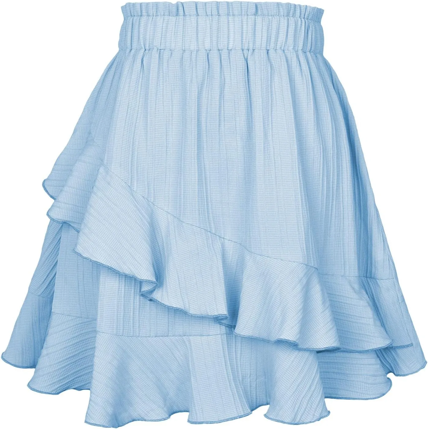 Womens Ruffle Mini Skirt Layered Cute High Waisted Mini Skirts A Line Flared Pleated Casual Swing A-Line Short Skirt
