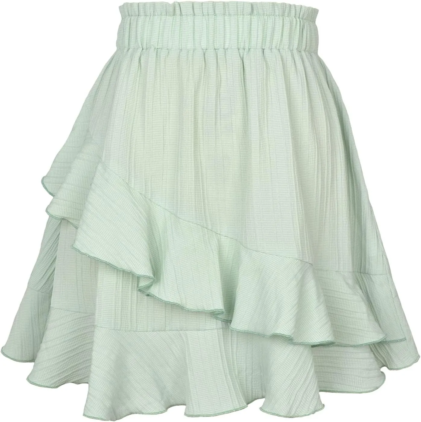 Womens Ruffle Mini Skirt Layered Cute High Waisted Mini Skirts A Line Flared Pleated Casual Swing A-Line Short Skirt