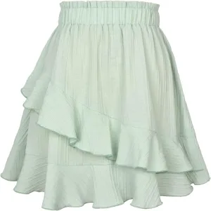 Womens Ruffle Mini Skirt Layered Cute High Waisted Mini Skirts A Line Flared Pleated Casual Swing A-Line Short Skirt