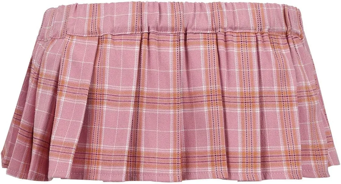 Women's Schoolgirl A Line Pleated Mini Skirt Role Play Plaid Short Dress
