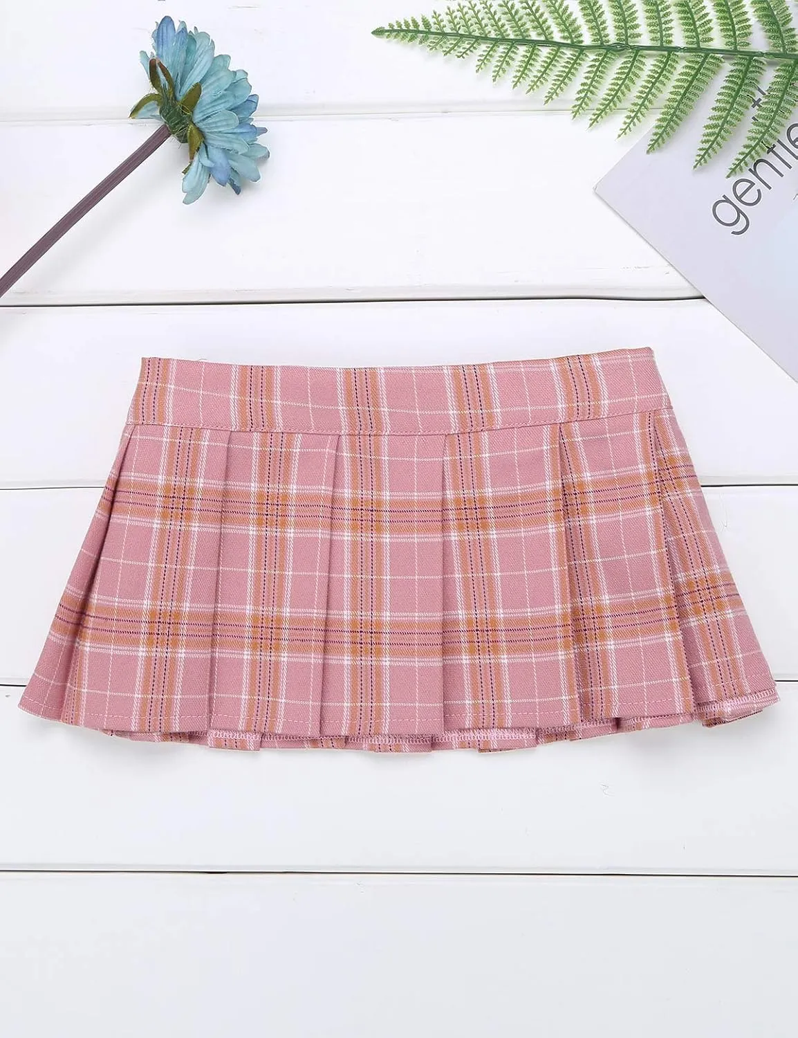 Women's Schoolgirl A Line Pleated Mini Skirt Role Play Plaid Short Dress