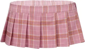 Women's Schoolgirl A Line Pleated Mini Skirt Role Play Plaid Short Dress