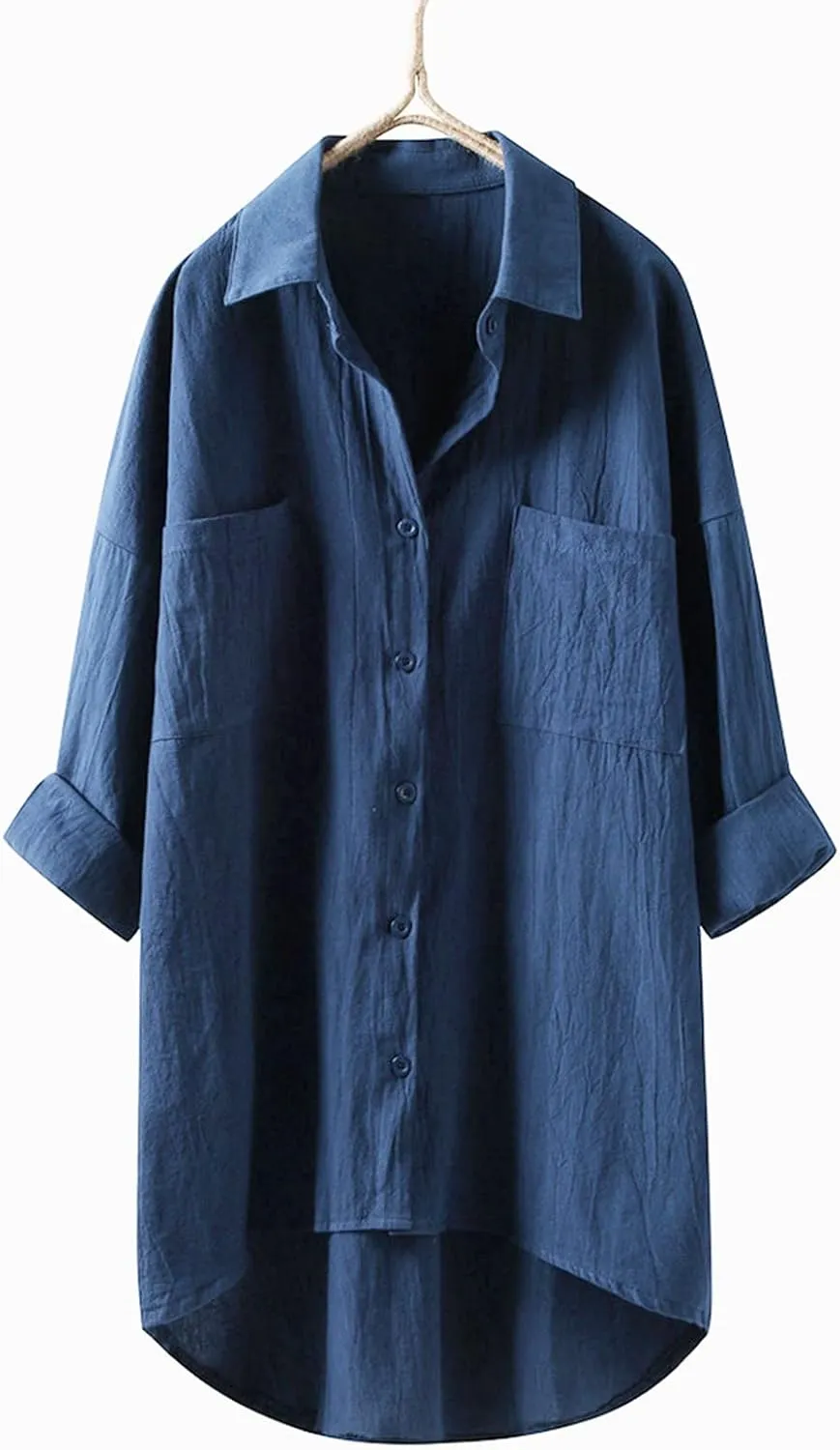 Women's Short Sleeve Cotton Linen Shirts Casual V Neck Soft T-Shirt Button Up Loose Summer Tshirts