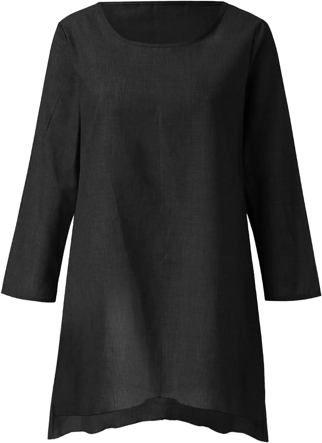 Women's Short Sleeve Linen Shirt Casual Round Neck Soft T-Shirts Floral Loose Summer Tee Top