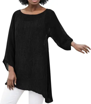 Women's Short Sleeve Linen Shirt Casual Round Neck Soft T-Shirts Floral Loose Summer Tee Top