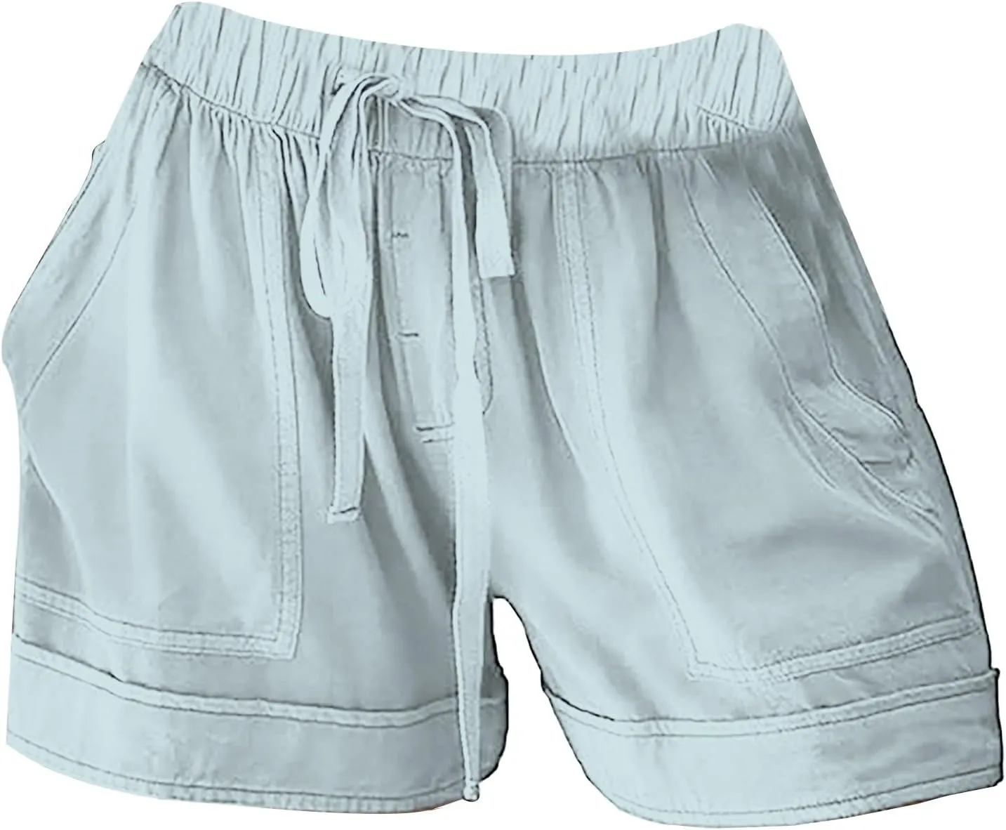Womens Shorts 2025 Summer Casual Trendy Solid Pants High Waist Elastic Drawstring Comfy Lightweight with Deep Pockets