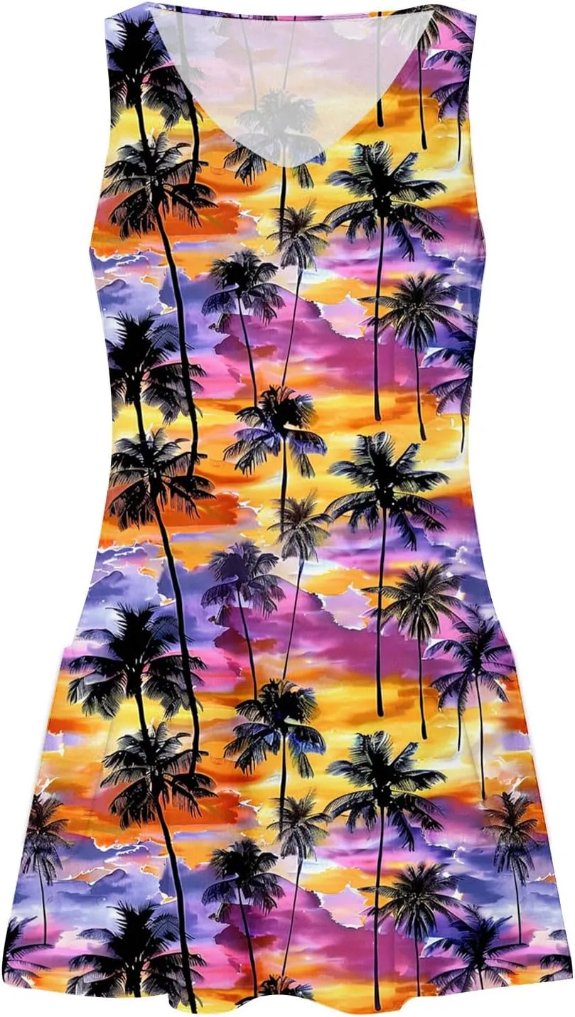 Womens Sleeveless Floral Sundress Casual Summer Dress Beach Vacation Dress Lightweight A-Line Tank Dresses