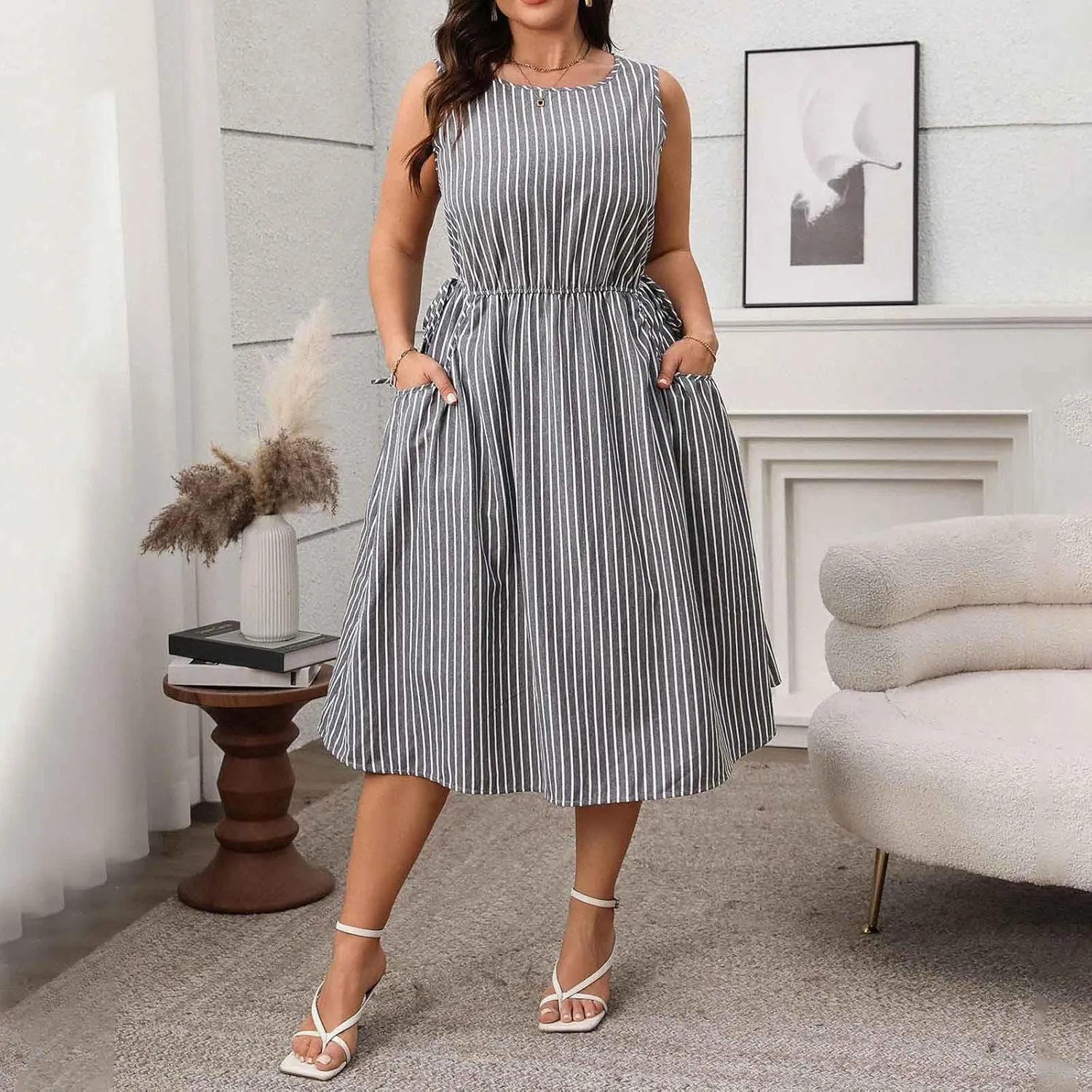 Womens Sleeveless Summer Dresses Plus Size Casual Dress A Line Loose Shift Dress 2025