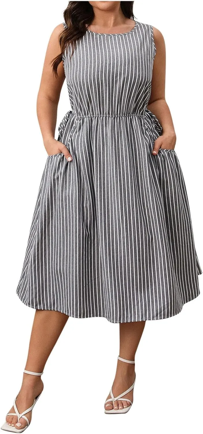 Womens Sleeveless Summer Dresses Plus Size Casual Dress A Line Loose Shift Dress 2025