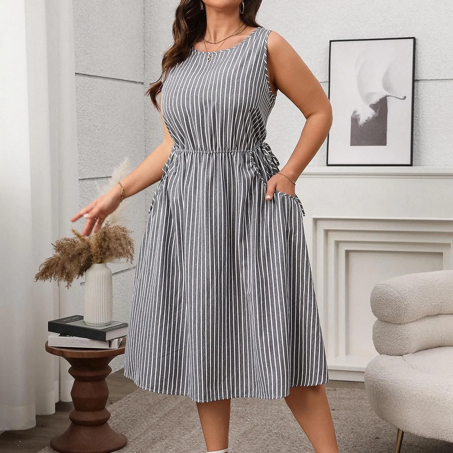 Womens Sleeveless Summer Dresses Plus Size Casual Dress A Line Loose Shift Dress 2025