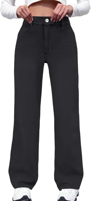 Womens Straight Leg Jeans 2025 Trendy High Waisted Wide Leg Pants Casual Stretchy Boyfriend Denim Pants Baggy Jeans