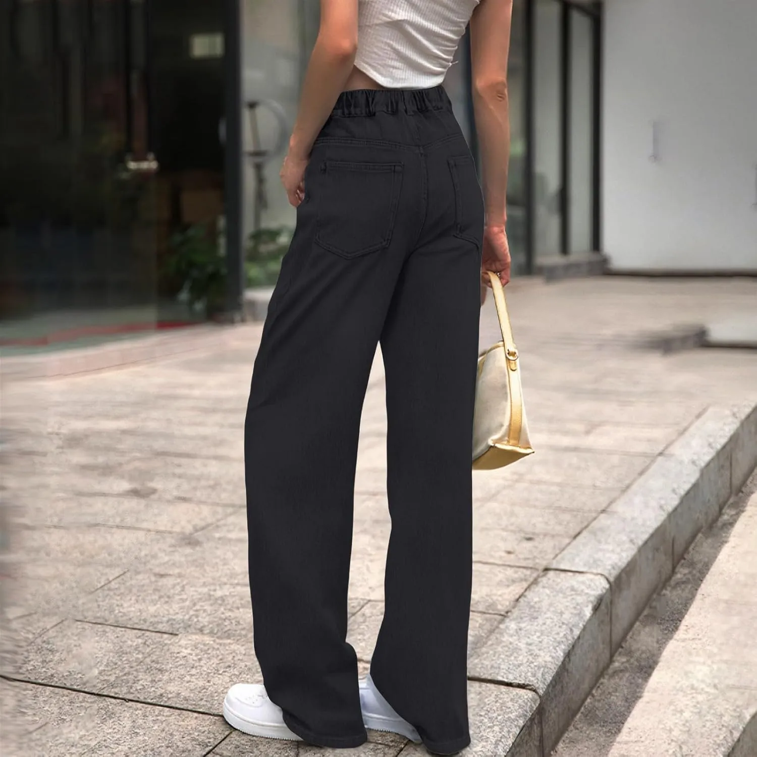 Womens Straight Leg Jeans 2025 Trendy High Waisted Wide Leg Pants Casual Stretchy Boyfriend Denim Pants Baggy Jeans