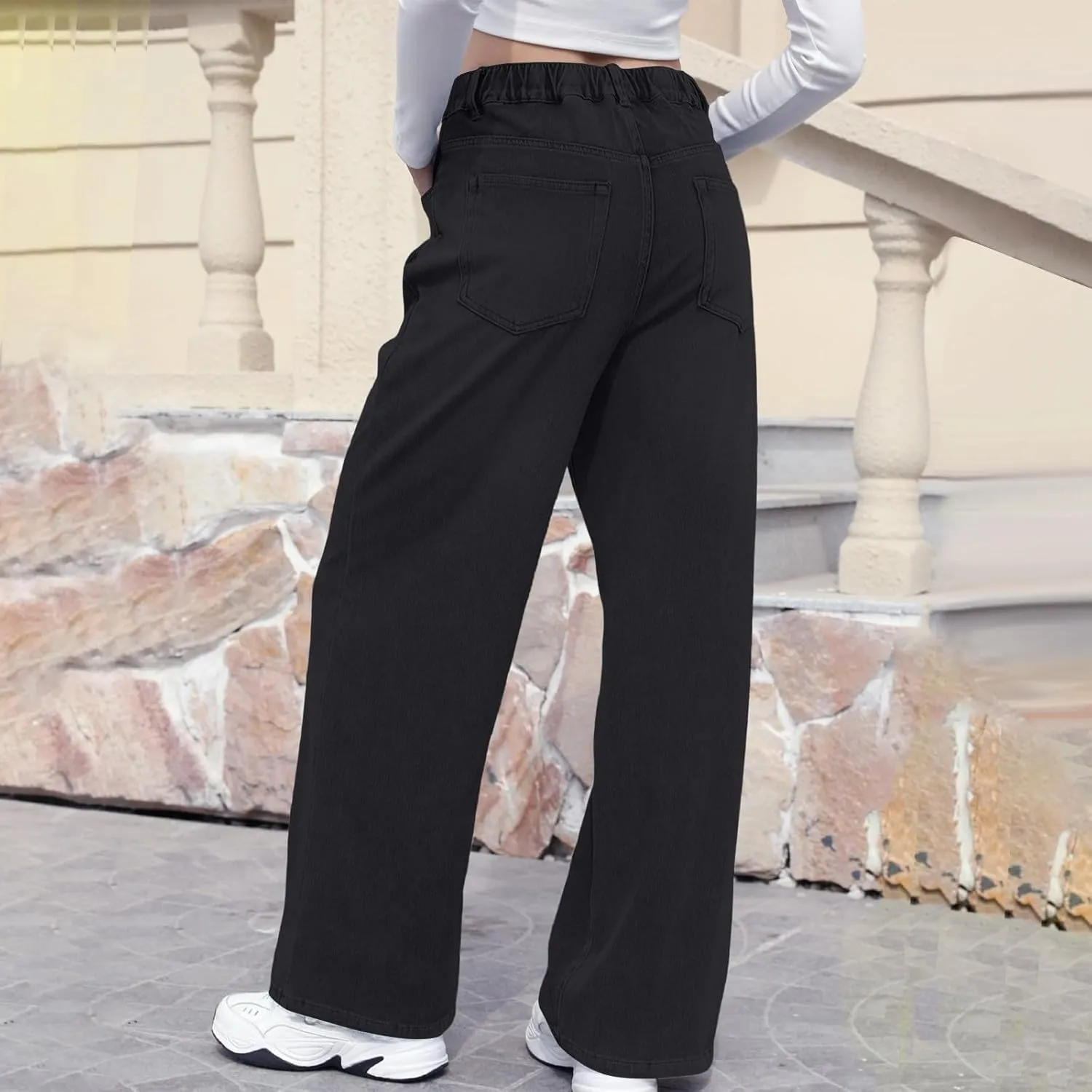 Womens Straight Leg Jeans 2025 Trendy High Waisted Wide Leg Pants Casual Stretchy Boyfriend Denim Pants Baggy Jeans