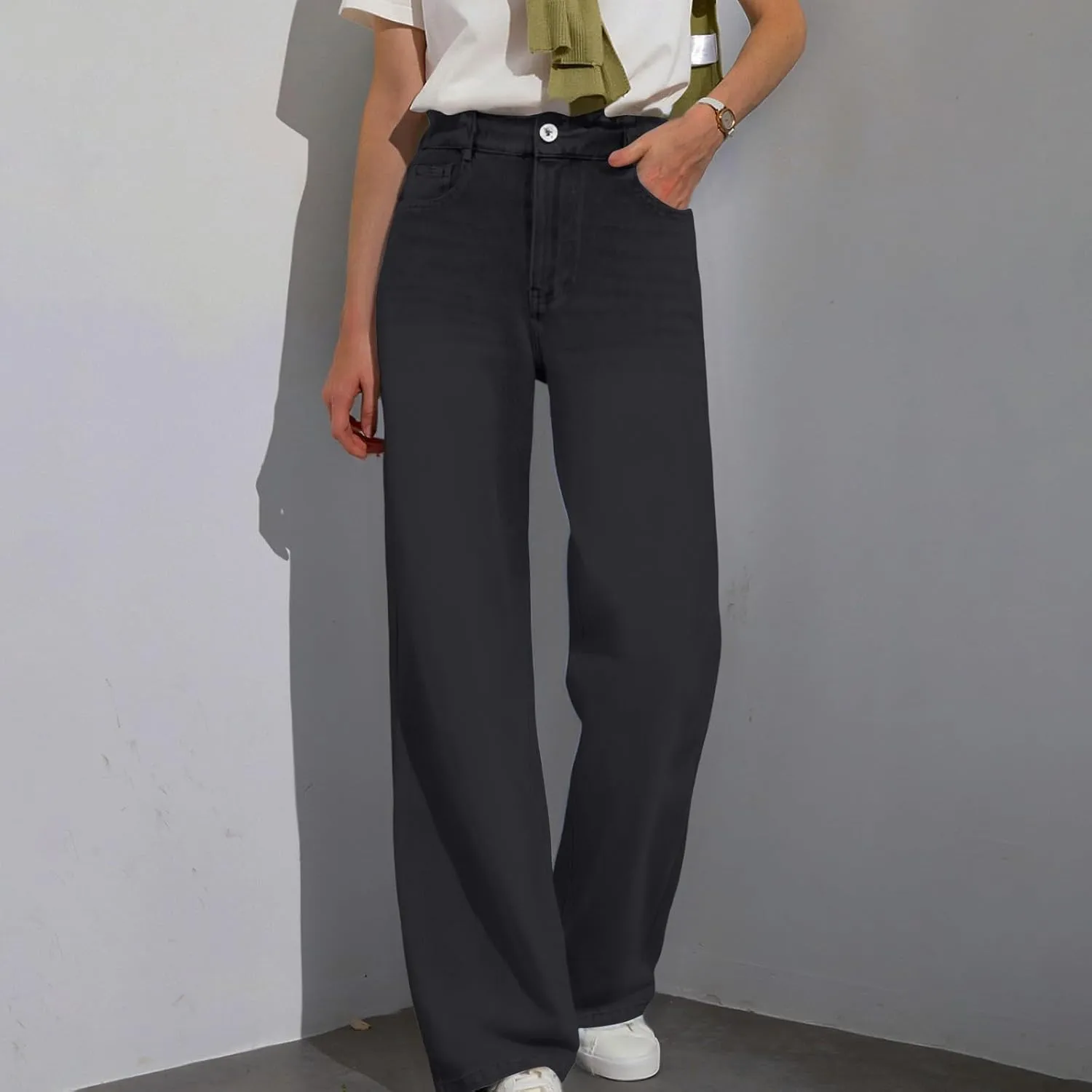 Womens Straight Leg Jeans 2025 Trendy High Waisted Wide Leg Pants Casual Stretchy Boyfriend Denim Pants Baggy Jeans