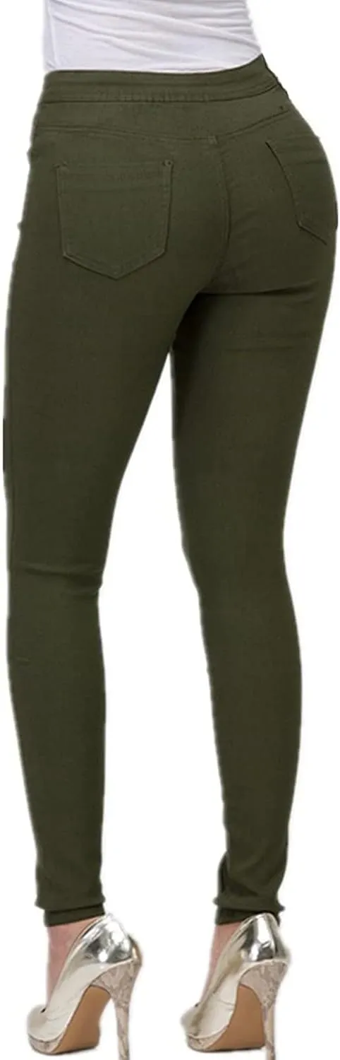 Womens Stretch Jeggings with Pockets Ripped High Waisted Classic Butt Lifting Yoga Leggings Fitted Denim Ankle Jeans