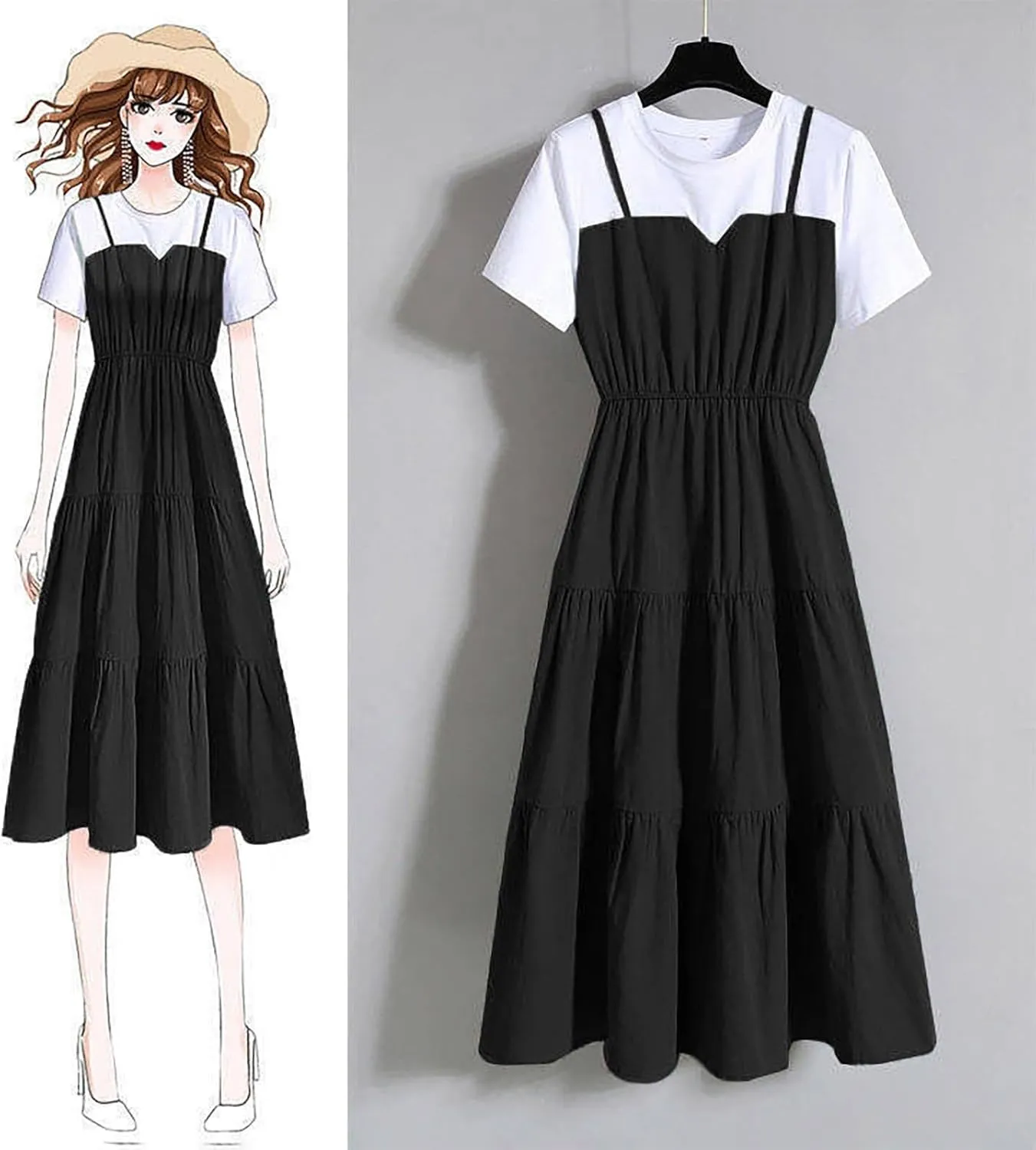 Women's Summer Dresses Short Sleeve Casual A Line Short Dress Loose Fit Flowy Mini Dress