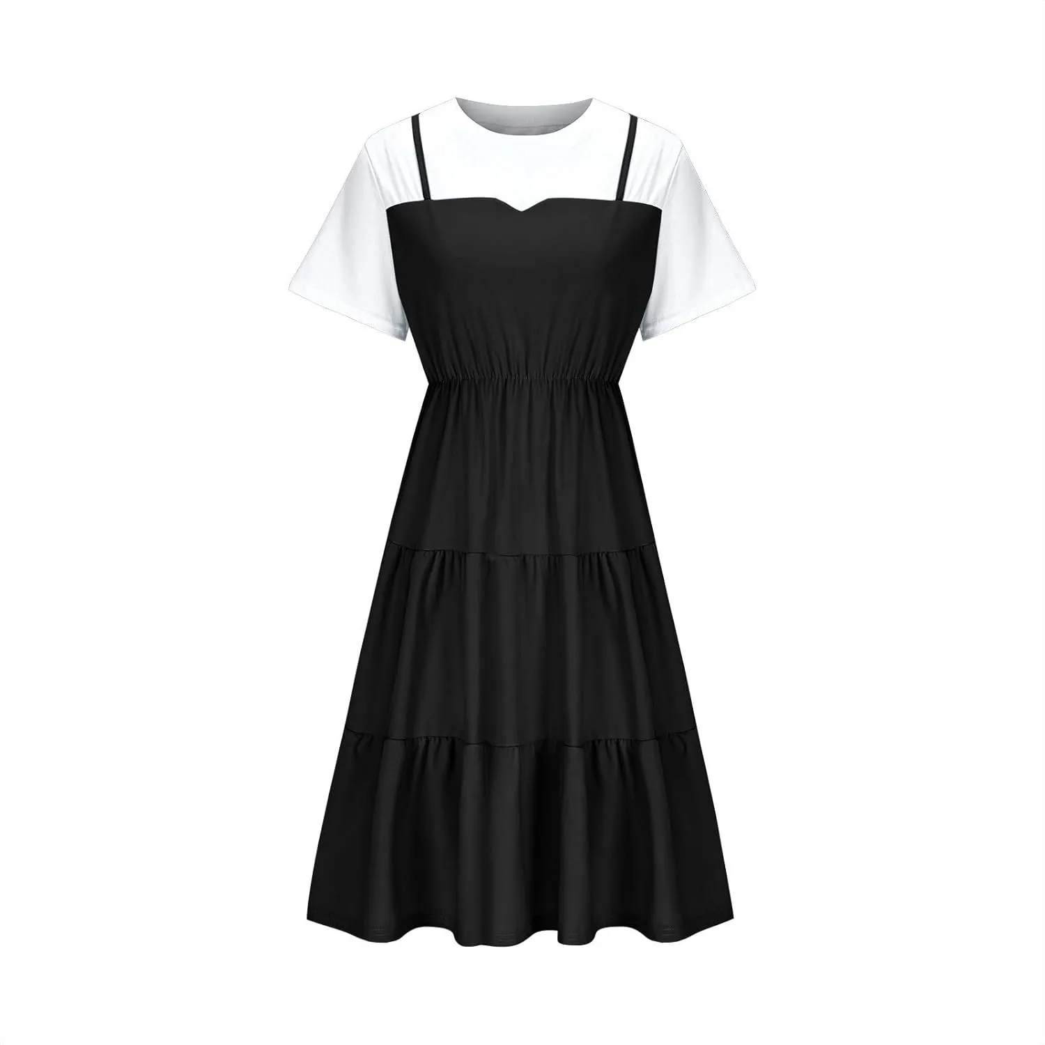 Women's Summer Dresses Short Sleeve Casual A Line Short Dress Loose Fit Flowy Mini Dress