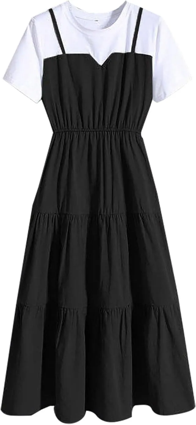 Women's Summer Dresses Short Sleeve Casual A Line Short Dress Loose Fit Flowy Mini Dress