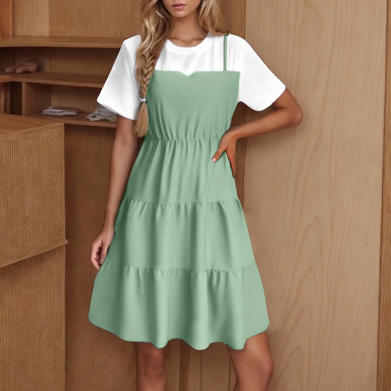 Women's Summer Dresses Short Sleeve Casual A Line Short Dress Loose Fit Flowy Mini Dress