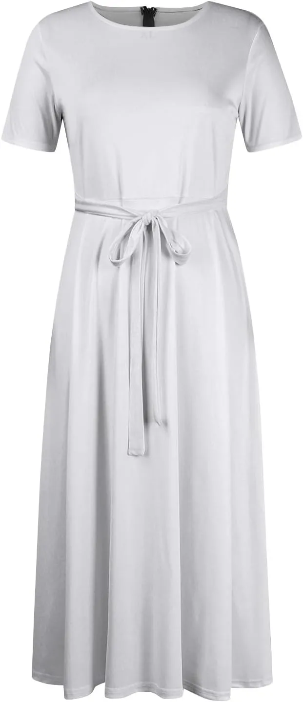 Womens Summer Dresses Summer Casual Aline Short Sleeve Dress Floral Beach Midi Dresses Flowy Tshirt Dress with Pockets