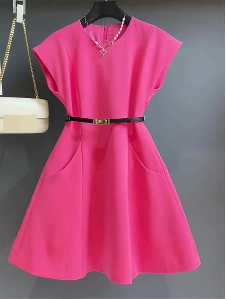 Women's Summer Sleeveless O-Neck Dress French Short A-Line Casual Dresses