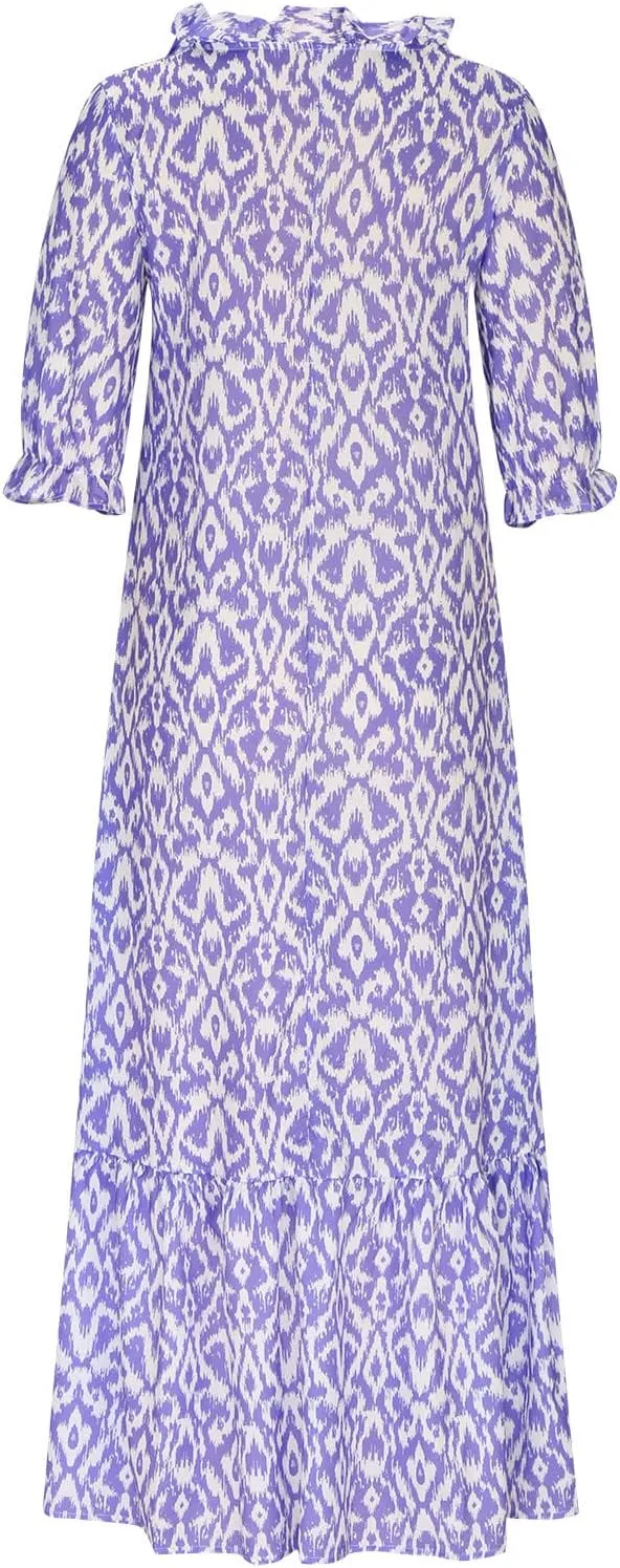Women's Summer Spring A-Line Dress Casual Printed Hide Belly Dress Three-Quarter Sleeve Vacation Long Dress