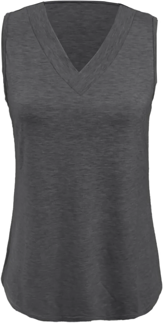 Womens Tank Tops 2025 Comfy T-Shirts Dressy Sleeveless V Neck Summer Loose Tank Top Beach Vacation Shirts