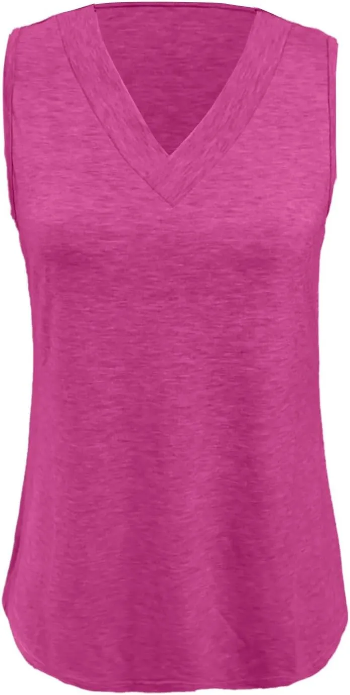 Womens Tank Tops 2025 Sleeveless Summer Vacation Beach Tee Shirt Loose Fit Solid Color Spring Outfits Clothes