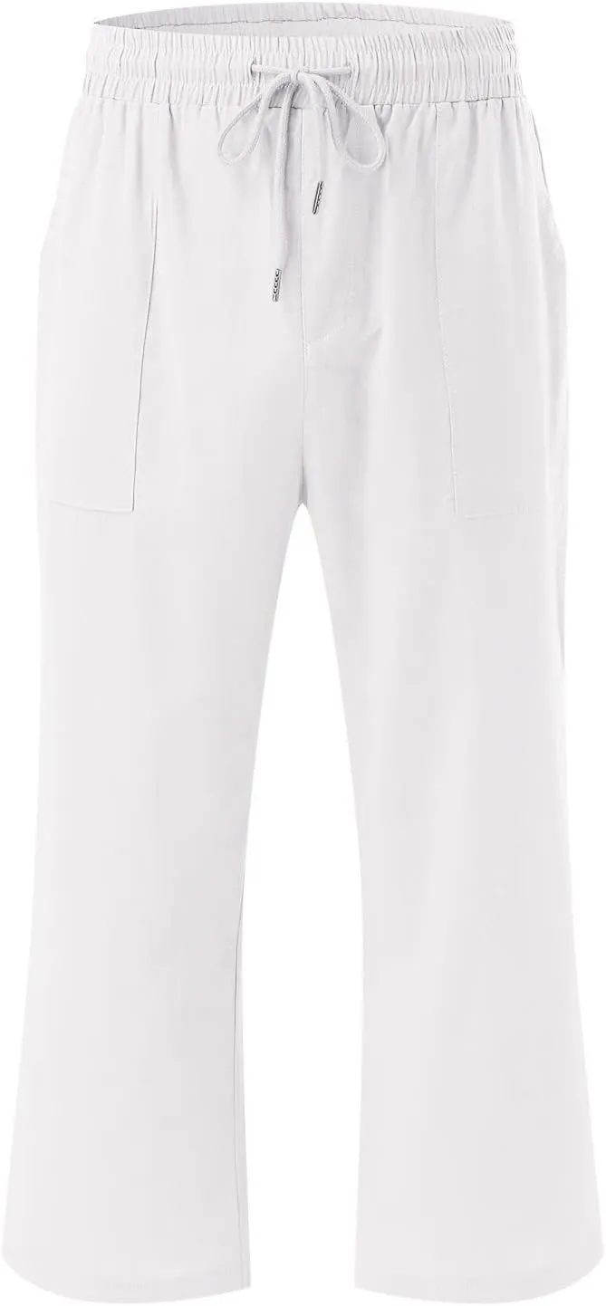 Womens Wide Leg Linen Pants 2025 Summer High Waisted Palazzo Pant Long Pleated Front Trousers with Pocket