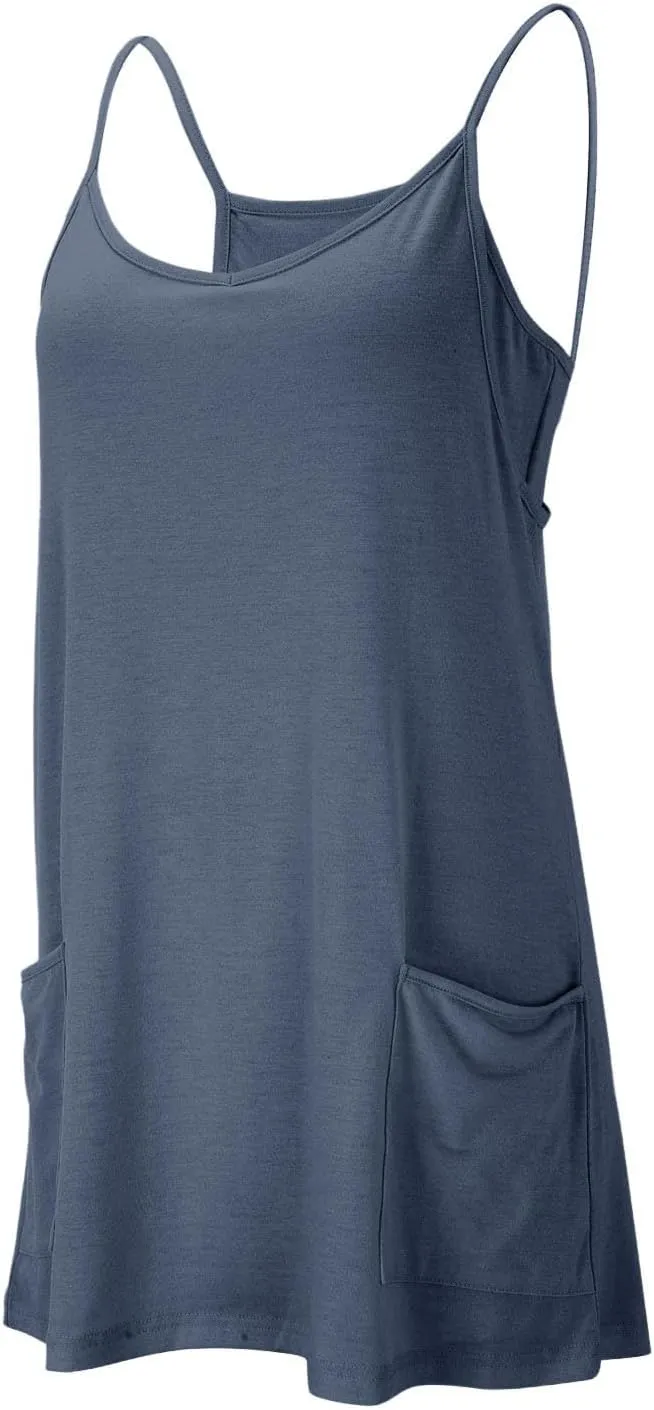 Womens Workout Romper Dress Loose Adjustable Dresses with Shorts Sleeveless Spaghetti Straps Golf Tennis 2025 Clothes