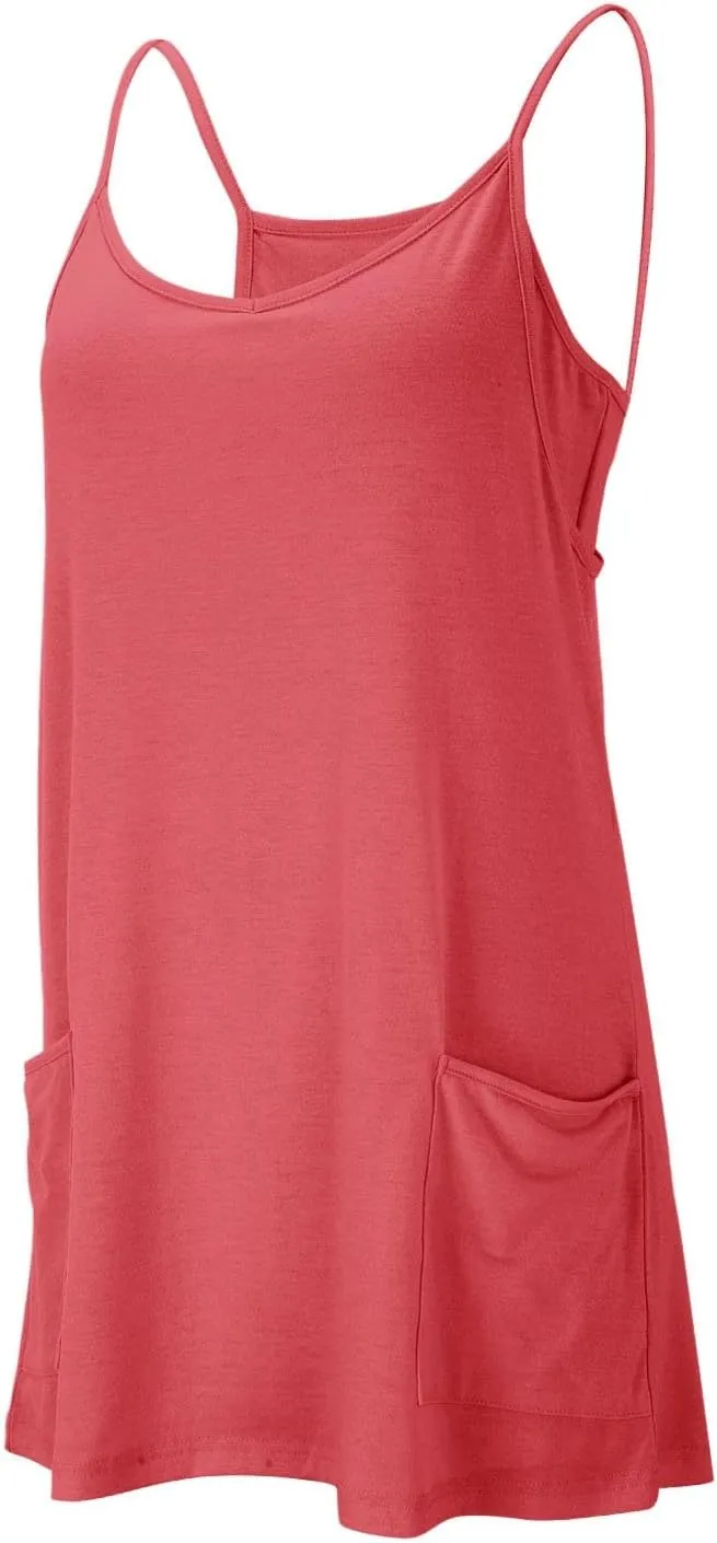 Womens Workout Romper Dress Loose Adjustable Dresses with Shorts Sleeveless Spaghetti Straps Golf Tennis 2025 Clothes