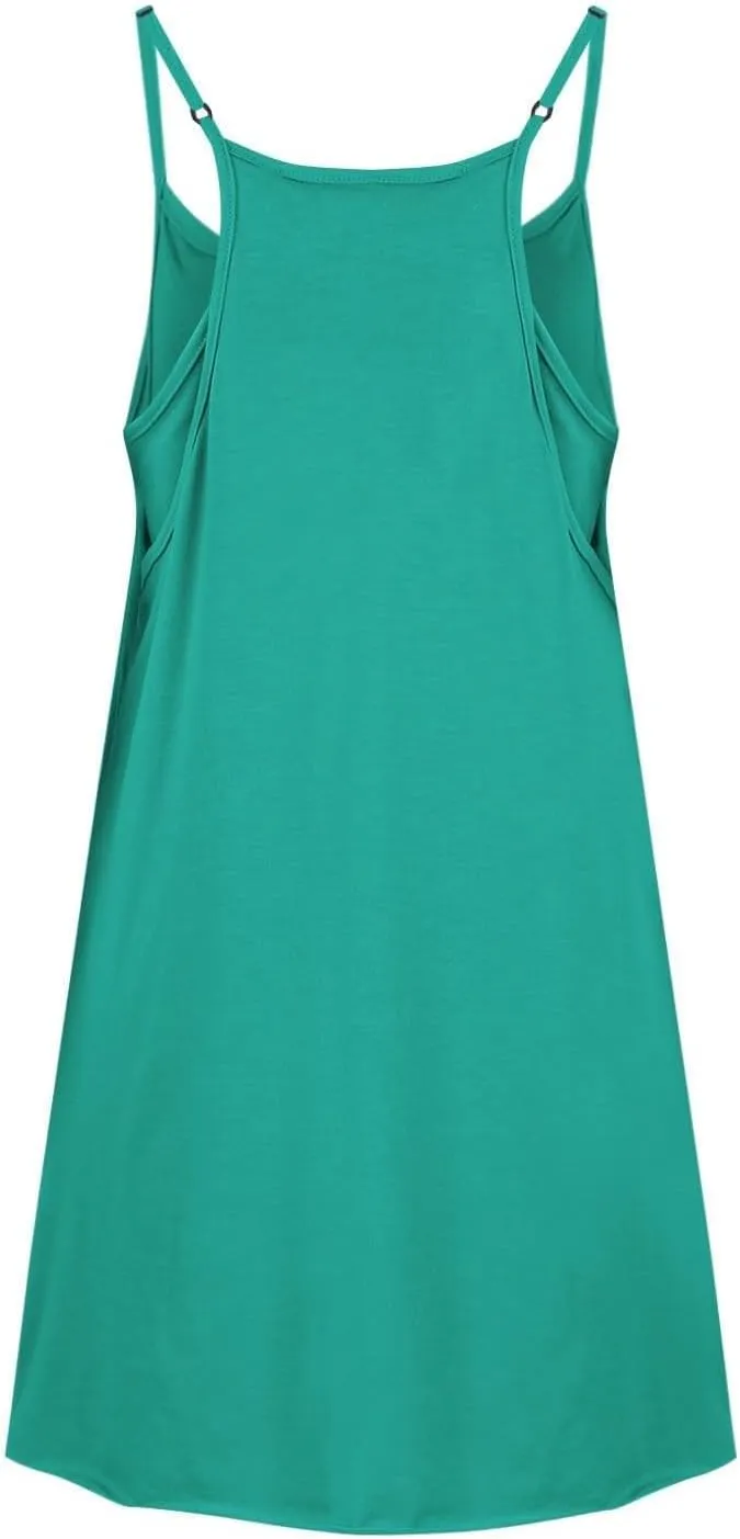 Womens Workout Romper Dress with Shorts Underneath Sleeveless Adjustable Spaghetti Straps Sports Mini Romper Dress
