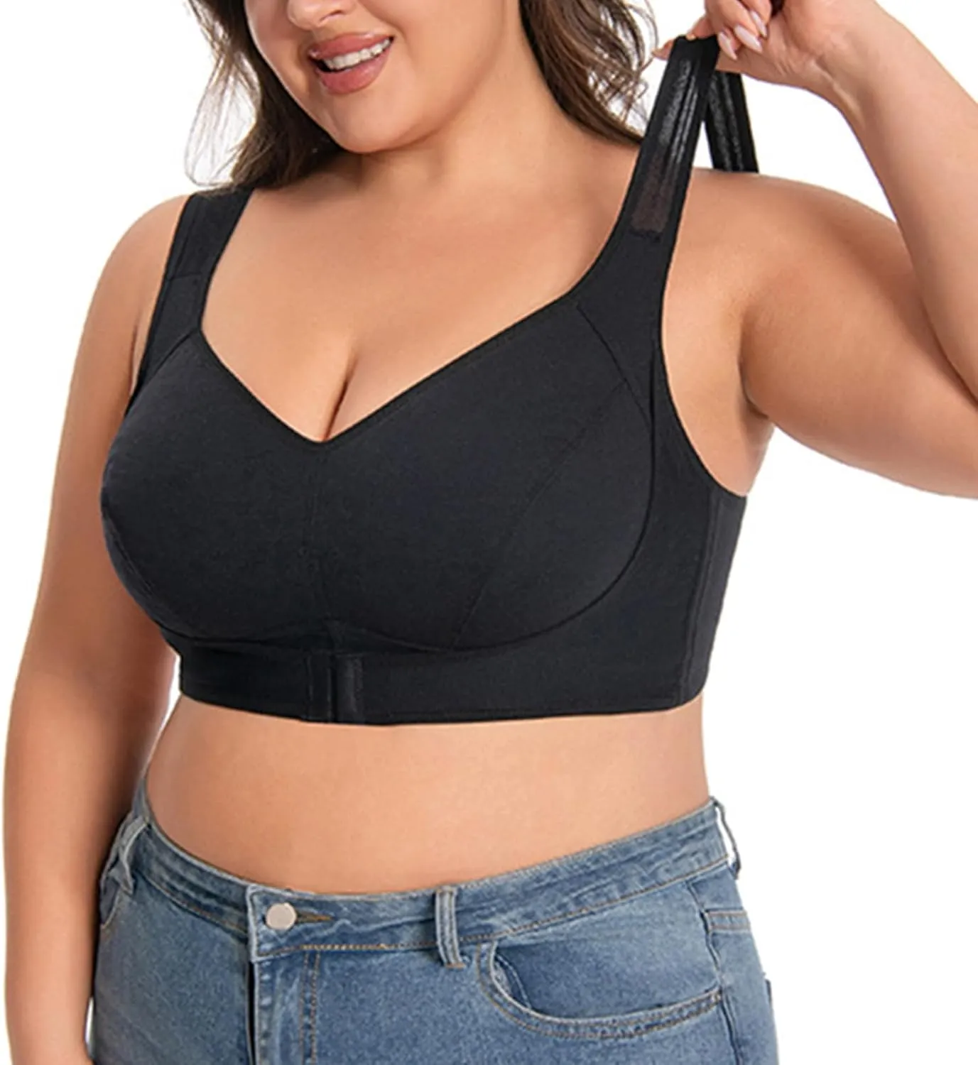 Xiaojmake Push Up Bra for Women Wireless Seamless Bras Plus Size Posture Correcting Bra for Senior Ice Silk Gathering Bras