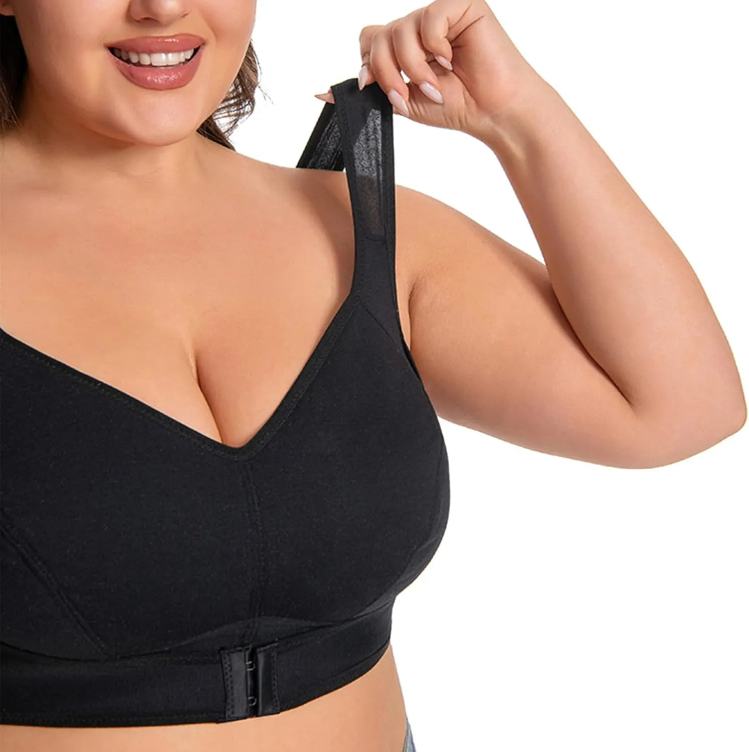 Xiaojmake Push Up Bra for Women Wireless Seamless Bras Plus Size Posture Correcting Bra for Senior Ice Silk Gathering Bras
