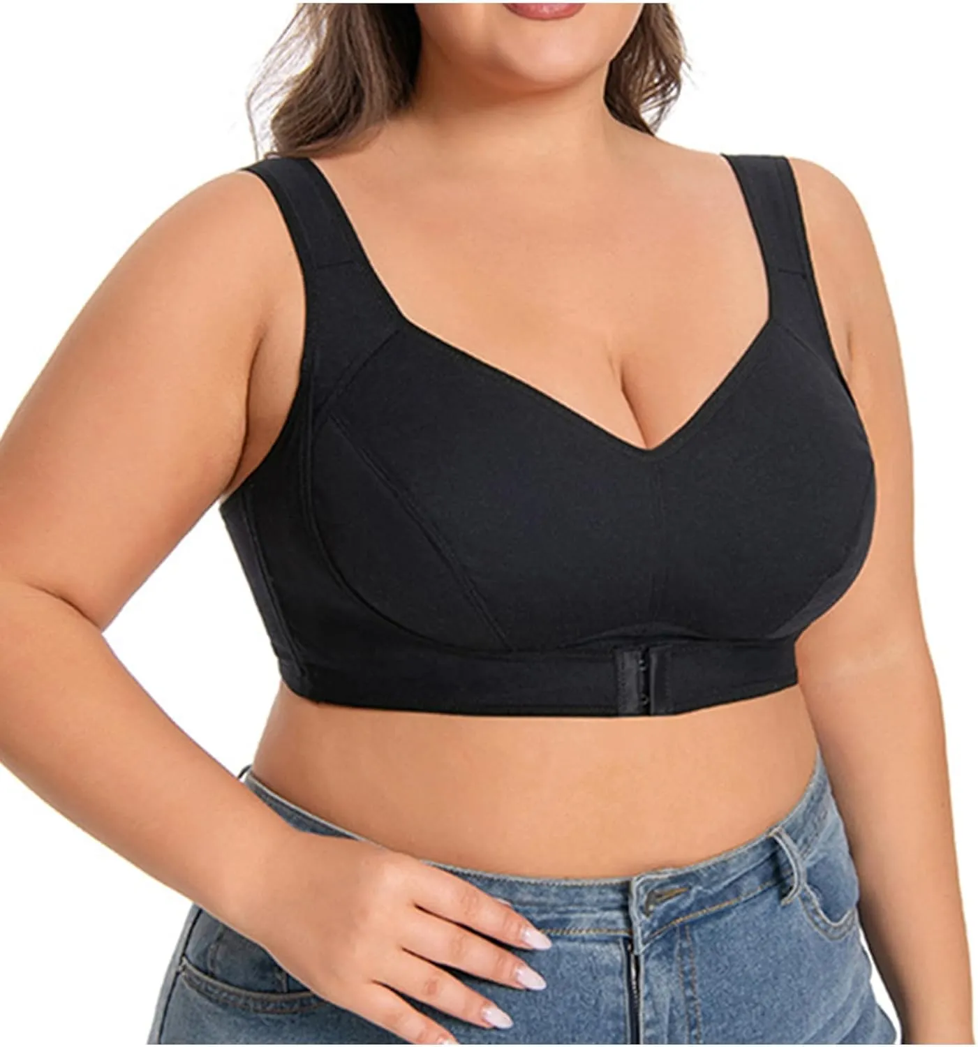Xiaojmake Push Up Bra for Women Wireless Seamless Bras Plus Size Posture Correcting Bra for Senior Ice Silk Gathering Bras